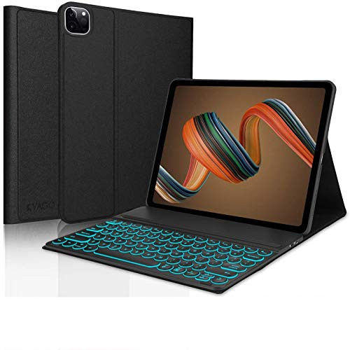 iPad Pro 12.9 Case 2020 with Keyboard, Compatible iPad Pro 12.9 4th /3rd Gen- Wireless Detachable Keyboard- 7 Color Backlit- Auto Sleep/Wake- iPad Pro 12.9 Keyboard Case, Black