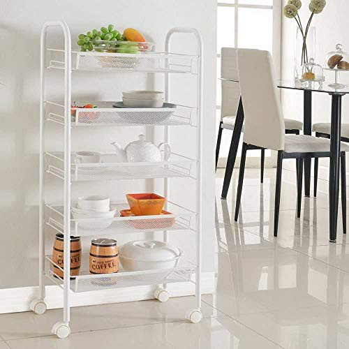 5-Tier Rolling cart Utility Cart with Wheels Rolling cart Organizer Storage Organizer Metal cart Rolling Storage Cart Kitchen Utility cart Storage Shelves for Office, Bathroom, Kitchen?bar cart