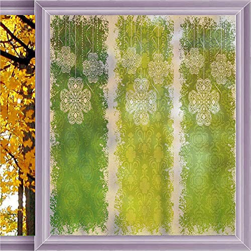 Irish Window Film Sun Blocking Multicolor Decorative Privacy Frosted Window Film Stained Glass Window Clings Static Cling 23.6 x 78.7 in
