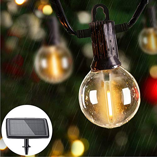 ZOTOYI Solar String Lights Outdoor, 50FT Waterproof G40 Globe Light Strings with 24 plus2 0.2W LED Filament Bulbs, Shatterproof Patio Lights for Home Garden Tents Porch Backyard Party Wedding, 2200K