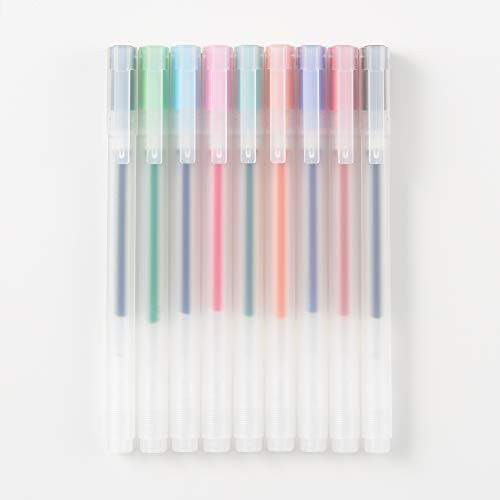 Muji Gel Ink Ballpoint Pen Cap Type 9-Pieces Set, 0.5 mm Nib Size