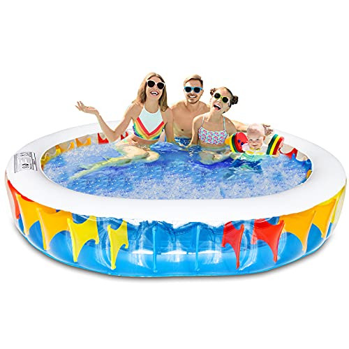 Inflatable Pool, Swimming Pool for Kids Adults Family, Above Ground Pool for Kiddie Toddler Kids Ages 3 plus, 100" x 75" x 20" Blow Up Pool Outdoor Garden Backyard Summer Water Party