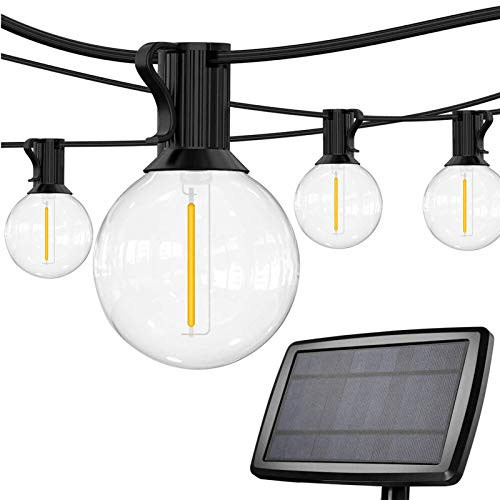 SUNTHIN Solar String Lights Outdoor-48ft Solar Patio String Lights with 24 Shatterproof G40 LED Bulbs, Waterproof Solar Powered Lights String for Patio, Backyard, Garden, Camping, Outdoor Party