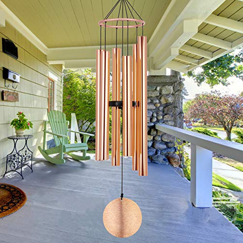 ASTARIN Memorial Wind Chimes Outdoor Large Deep Tone, Sympathy Wind Chimes with 6 Aluminum Tubes Tuned Soothing Melody, Christmas/Housewarming Gift, Wind Chimes Outside Garden, Yard Decoration. Gold