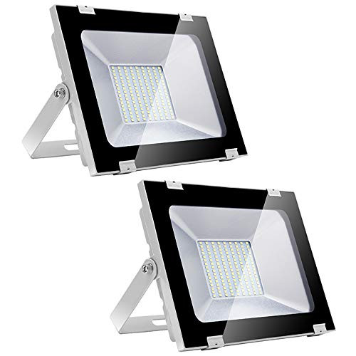 2 Pack 100W LED Flood Light, Super Bright Security Lights, IP65 Waterproof Outdoor Flood Light, 6000K Daylight White Floodlight for Yard, Garden, Playground, Basketball Court 2 Pack 100W LED Flood Light, Super Bright Security Lights, IP65 Waterproof Outdoor Flood Light, 6000K Daylight White Floodlight for Yard, Garden, Playground, Basketball Court
