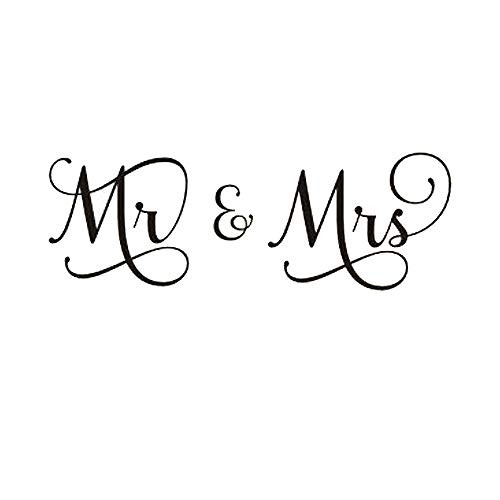 DNVEN (Medium, 39"w x 15"h) Mr and Mrs Husband and Wife Couples Headboard Bedroom Wall Decals Stickers Arts Decor Home Vinyl Lettering Sayings Quotes Romantic Wedding Anniversary Wall Decals