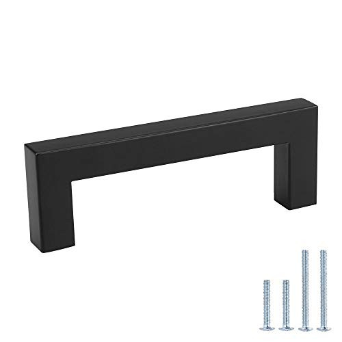 3.5" Cabinet Pulls Black Square Kitchen Cabinet Door Hardware - goldenwarm PHJ12BK90 Stainless Steel Bathroom Drawer Pulls Dresser Drawer Knobs Kitchen Cabinet Pulls Black 30 Pack