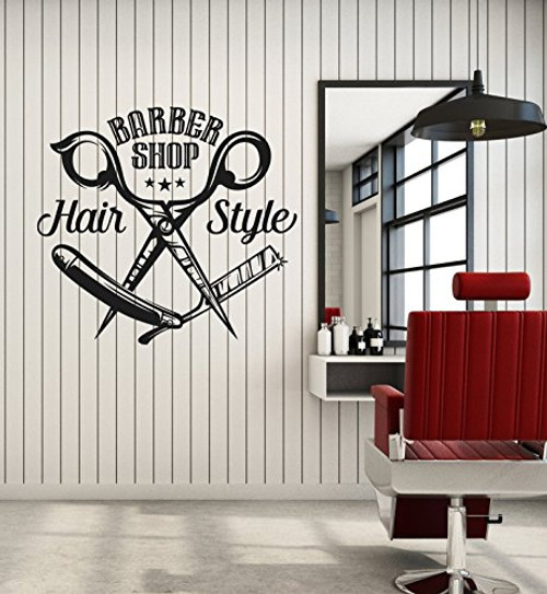 Vinyl Wall Decal Barbershop Scissors Hair Style Stylist Hairdresser Window Stickers Mural Large Decor -ig5585-