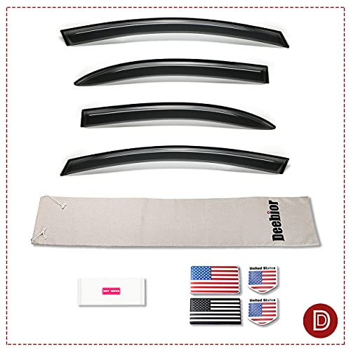 Deebior 4pcs Outside Mount Style Sun Rain Guard Vent Shade Window Visors Compatible With 2001-2005 Honda Civic Sedan 94213