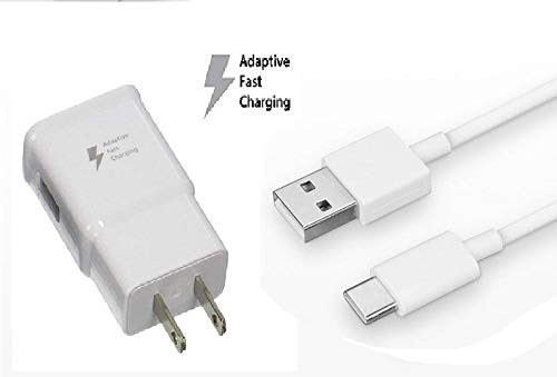 Necano Adaptive Fast Rapid Charging Wall Charger and Type C USB C Data Cable Compatible with Samsung Galaxy S10/S10+/S9/S9+/S8/S8+ Note 8/Note 9 Huawei Mate LG G5 G6 V30 [White]