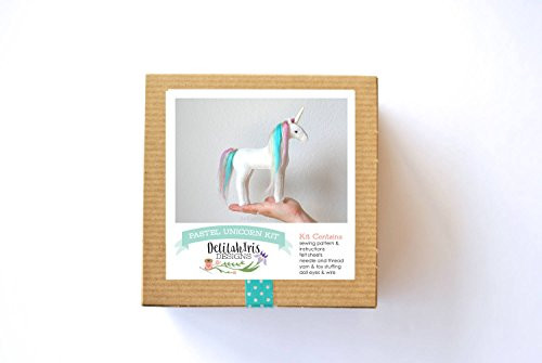 DIY Unicorn Sewing Kit Make Your Own Stuffed Unicorn DIY Craft Kit For Felt Stuffed Animal (White Unicorn)