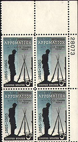 1182 - 1965 5c Surrender at Appomattox Postage Stamp Numbered Plate Block -4-