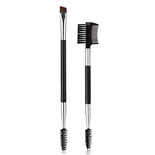 Duo Eyebrow Brush Eyelash Comb Set- Professional Angled Brow Brush Spoolie Brush 3 IN 1 Eyelash Comb Eye Makeup Tools Duo Eyebrow Brush Eyelash Comb Set- Professional Angled Brow Brush Spoolie Brush 3 IN 1 Eyelash Comb Eye Makeup Tools