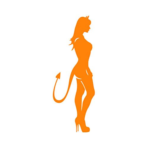 RDW Sexy Devil Girl Sticker - Decal - Die Cut - Orange 1.50inch x 4.16inch