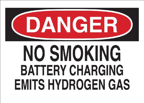 Brady 40897 Aluminum- 7inch X 10inch Danger Sign Legend- inchNo Smoking Battery Charging Emits Hydrogen Gasinch