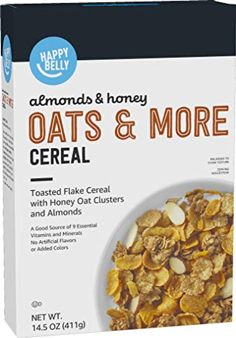 Amazon Brand - Happy Belly Oats and More Cereal- Almonds and Honey- 14.5 Ounce Amazon Brand - Happy Belly Oats and More Cereal- Almonds and Honey- 14.5 Ounce