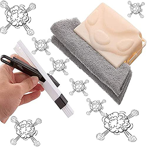 Window Sill Cleaning Tool-2 pc Hand-held Groove Gap Cleaning Tools Door Track Cleaning Brushes Set- Quickly Clean All Sill Corners and Gaps for Sliding Door/Window Corner