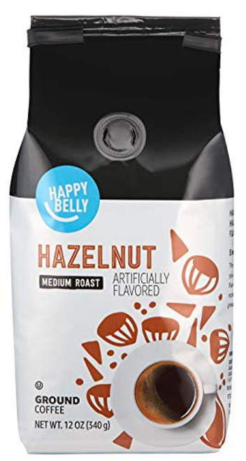 Amazon Brand - Happy Belly Hazelnut Flavored Ground Coffee- Medium Roast- 12 Ounce Amazon Brand - Happy Belly Hazelnut Flavored Ground Coffee- Medium Roast- 12 Ounce