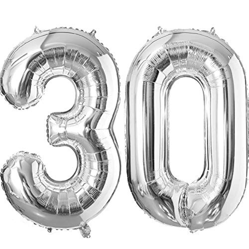 40 Inch Foil Number 30 Balloon Jumbo Number Balloon for 30th Birthday Anniversary Party Decorations -Silver- 40 Inch Foil Number 30 Balloon Jumbo Number Balloon for 30th Birthday Anniversary Party Decorations -Silver-