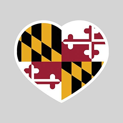 Maryland Heart Sticker Vinyl Decal Sticker MD Love Hearts Pride Native Made in USA