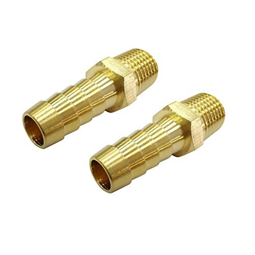 Barb Fitting Pipe Fitting 3/8 Barb x 1/4 NPT Male Thread Hose Air Hose End Fittings Brass Male Pipe Adapter 2 Pack