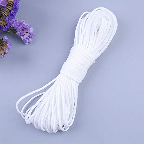 50m -54.68 Yard- White Elastic Cord Earloop for face mask - Elastic Loop Ear Rope Stretch Flat String Craft Project Bracelet String Trim for Crafting-Hanging- Mask Making