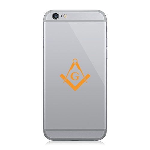 RDW Pair of Freemasonry Emblem Cell Phone Stickers Mobile Freemason Masonic - Orange