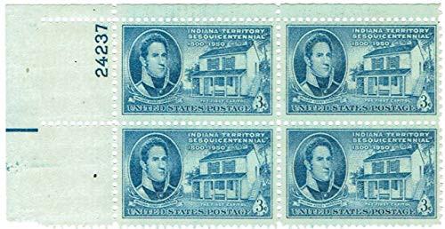 Indiana Territory Plate Block of 4 x 3c Stamps - Scott 996