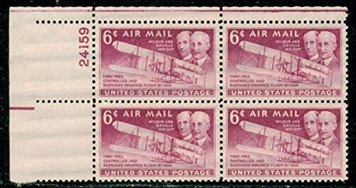 USA 1949 Wright Brothers Plate Block of 4 Postage Stamps- Catalog No C45