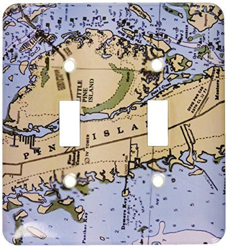 3dRose lsp_24592_2 Nautical Chart Ii Double Toggle Switch