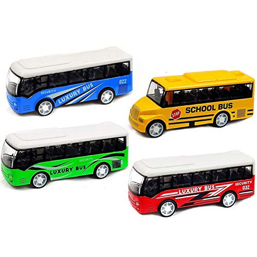Kid Mini Simulation Pull Back School Luxury Bus Model Collectible Toy Desk Decor-Perfect Child Intellectual Toy Gift Set Random Color