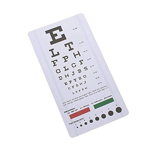 ASA Techmed Snellen Pocket Eye Chart Wall Chart for Visual Acuity with Red Plus Green Lines- Pupil Gauge -1-