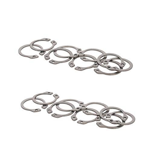 MroMax External Circlips C-Clip Retaining Shaft Snap Rings 304 Stainless Steel- Silver 30pcs