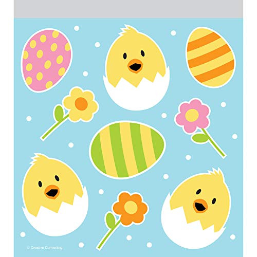 Creative Converting 335572 Blue Easter Plastic Treat Bags with Zip Lock- 10 ct- 6.25inch x 7inch- Multi-colored