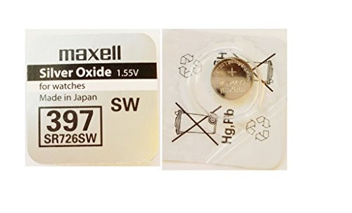 Maxell Watch Battery Button Cell SR726SW 397 -Pack of 5 Batteries-