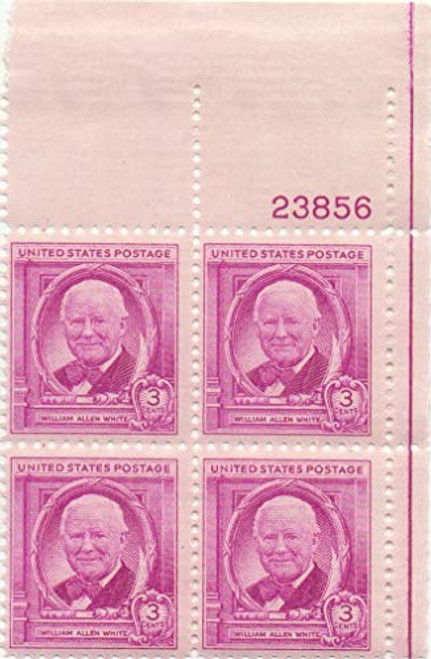 WILLIAM ALLEN WHITE ~ WRITER 960 Plate Block of 4 x 3 US Postage Stamps WILLIAM ALLEN WHITE ~ WRITER 960 Plate Block of 4 x 3 US Postage Stamps