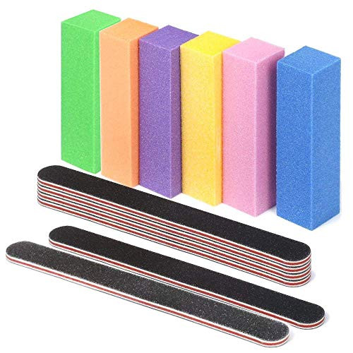 Nail File Buffer Block-Shiner Polisher 6 Pack-Manicure Tools Kit-Doublesided Nail Files-Rectangular Art Care Buffer Block Tools
