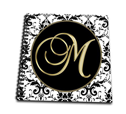 3dRose Image of The Script Letter M In Black White and Gold Notepad -db_256277_3-