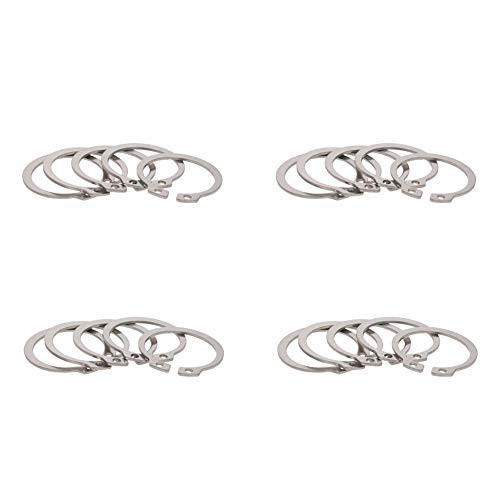 MroMax External Circlips C-Clip Retaining Shaft Snap Rings 304 Stainless Steel- Silver 20pcs