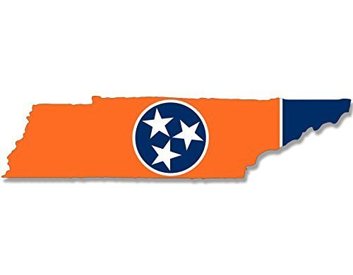 LPF USA Orange Tennessee Shaped Flag Sticker -Volunteer tn State Tenn-