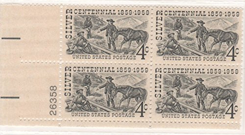 US 1959 4c Silver Centennial 1130 Plate Block of Four Stamps