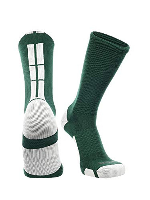 TCK Baseline 3.0 Athletic Crew Socks -Dark Green/White- Small- TCK Baseline 3.0 Athletic Crew Socks -Dark Green/White- Small-