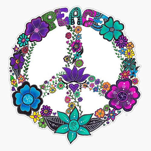 Flower Peace Sign Sticker Vinyl Bumper Sticker Decal Waterproof 5inch