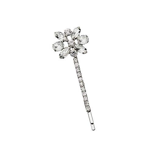 SALOCY Rhinestone Bobby Pins-Crystal Flower Hair Pins Bridal Hair Clip Hair Accessories-Silver-