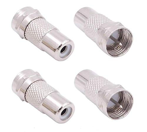 F Type Male Plug to RCA Female Jack RF Video TV Cable Adapter for Atari 2600/7800 Sega/Coleco/Commodore Game System -4 Pack-