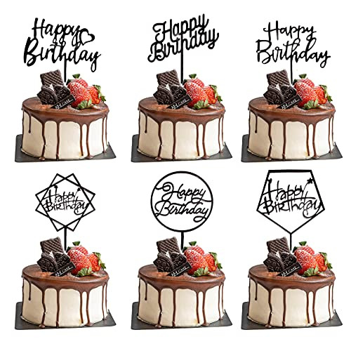 Pack of 6 Happy Birthday Cake Topper-Double-Sided Acrylic Shiny Birthday Cake Toppers-Happy Birthday Cupcake Toppers-Birthday Party Cake Decoration for Cake Desserts Pastries Children Adults -Black- Pack of 6 Happy Birthday Cake Topper-Double-Sided Acrylic Shiny Birthday Cake Toppers-Happy Birthday Cupcake Toppers-Birthday Party Cake Decoration for Cake Desserts Pastries Children Adults -Black-