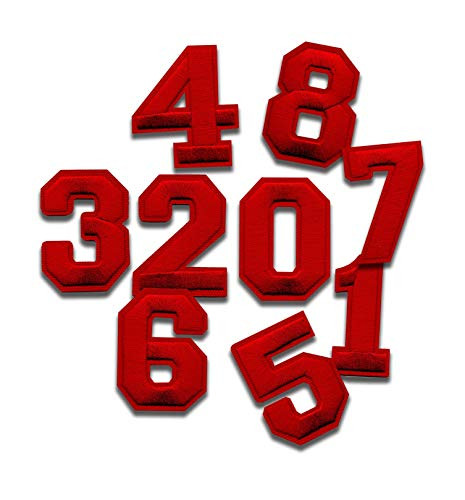 Iron On Patches - Red 0-9 Iron on Patches Number Patches Embroidered Decorative Repair Patches for Clothes A-17