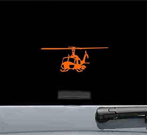 JS Artworks Uh1 Iroquois Huey Left Helicopter Gunship Vinyl Decal Sticker -Orange-