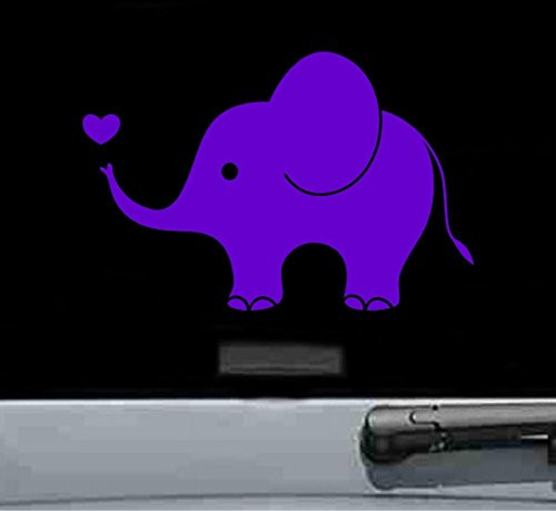 JS Artworks Elephant Heart Vinyl Decal Sticker -Purple-