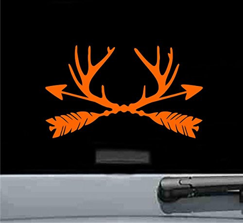 JS Artworks Antler Arrows Vinyl Decal Sticker Deer Buck Hunting Hunt -Orange-